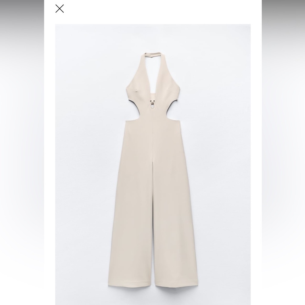 ZARA LONG HALTER JUMPSUIT WITH CUTOUT ON SIDES
